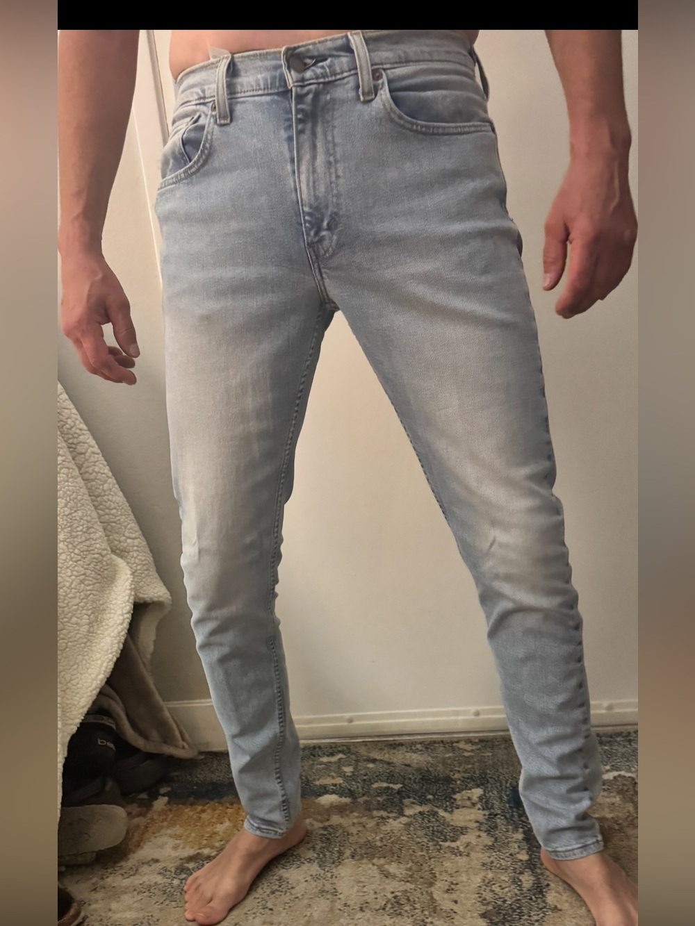 Levi's Men's Skinny Taper Jeans in Light Blue Denim